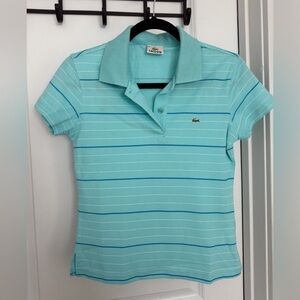 Lacoste Aqua striped Polo Shirt sz 36 small